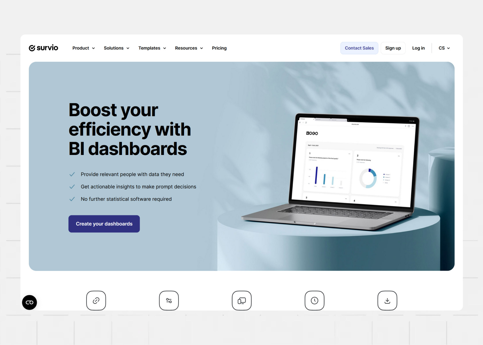 Survio BI dashboards for mobile app analytics providing insights to measure app performance and user engagement